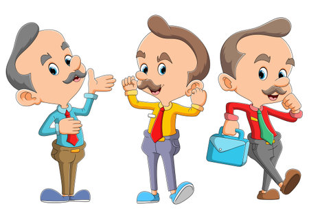 The collection of the boss with the different pose of illustrationのイラスト素材