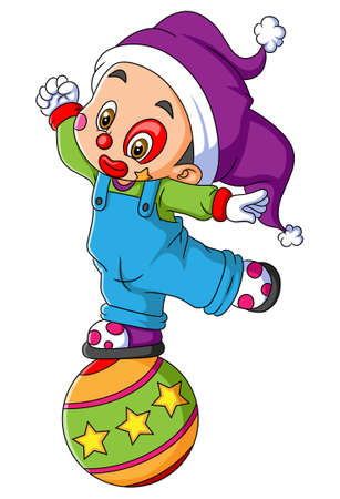 The clown boy is playing the circus ball of illustrationのイラスト素材