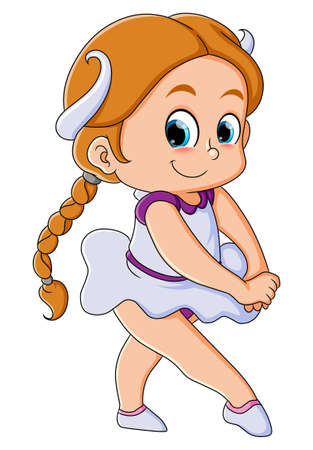 The cute ballerina dancer giving the greeting before the performance of illustrationのイラスト素材