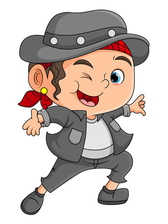 The girl is wearing like a detective and mysterious costume while winking eyes of illustrationのイラスト素材