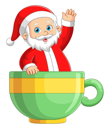 Santa claus out on the big cup of illustrationのイラスト素材
