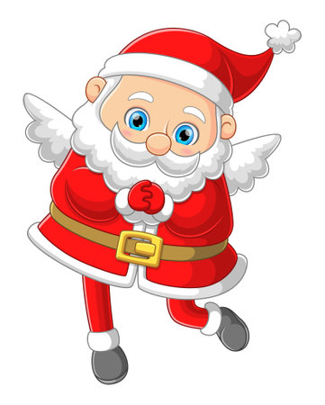 The angel santa claus is looking the people celebrating christmas of illustrationのイラスト素材