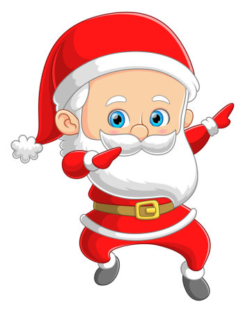 The cool santa claus is dancing the modern hip hop and moving the hand of illustrationのイラスト素材