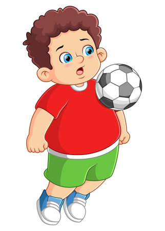 A boy football player in action of illustrationのイラスト素材