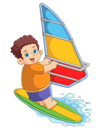 Strong man on a regatta of illustrationのイラスト素材