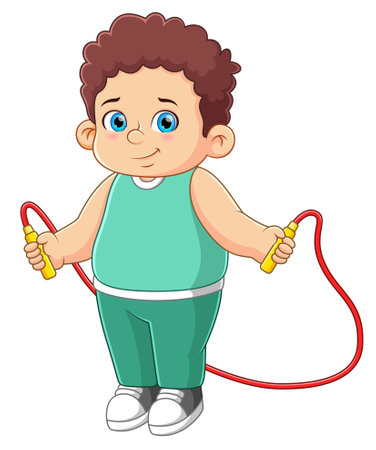 A big boy play jump rope of illustrationのイラスト素材