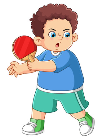 Table tennis player, boy playingのイラスト素材