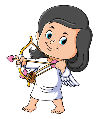 The cupid girl is shooting the love arrow of illustrationのイラスト素材
