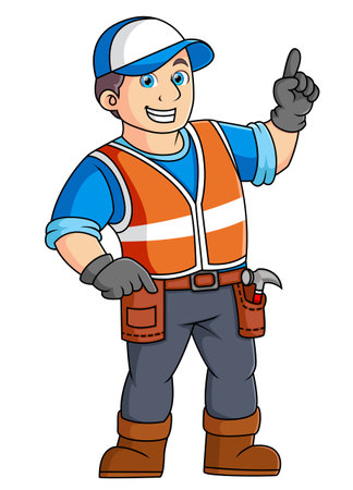 A man does work as a professional building construction of illustrationのイラスト素材