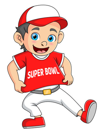 Super bowl players with a unique style are happy and enthusiastic of illustrationのイラスト素材