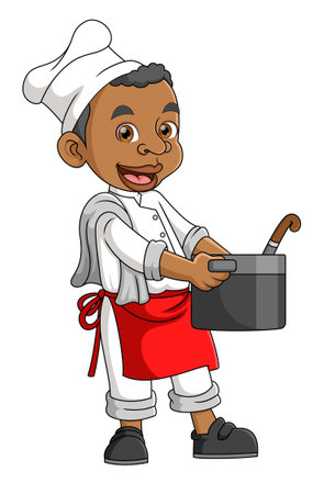 A African man works as a professional chef of illustrationのイラスト素材