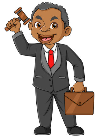 A African man working as a judge or professional lawyer of illustrationのイラスト素材