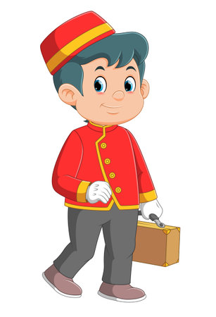 Bellboy Hotel Porter Profession cartoon character of illustrationのイラスト素材