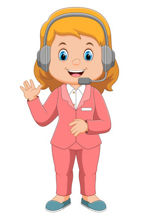 female host and event presenter cartoon character of illustrationのイラスト素材