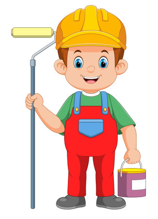 Professional painters. Craftsman workers in uniform of illustrationのイラスト素材