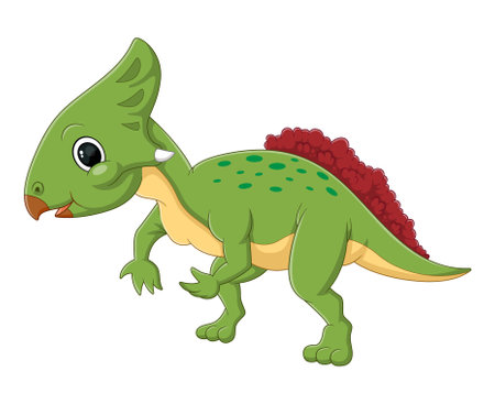 Cartoon aquilops dinosaur on white background of illustrationのイラスト素材