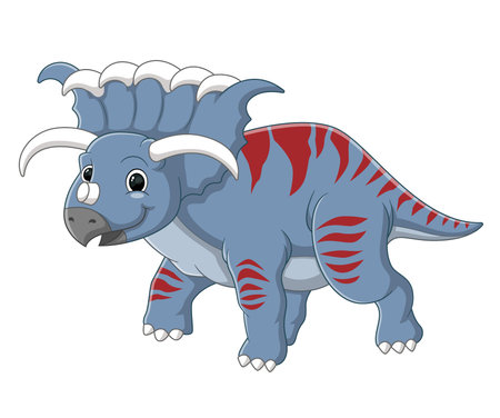 Cartoon kosmoceratops dinosaur on white background of illustrationのイラスト素材