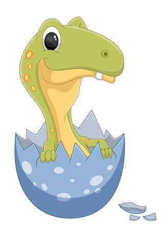 Cartoon baby arctognathus dinosaur hatching from egg of illustrationのイラスト素材