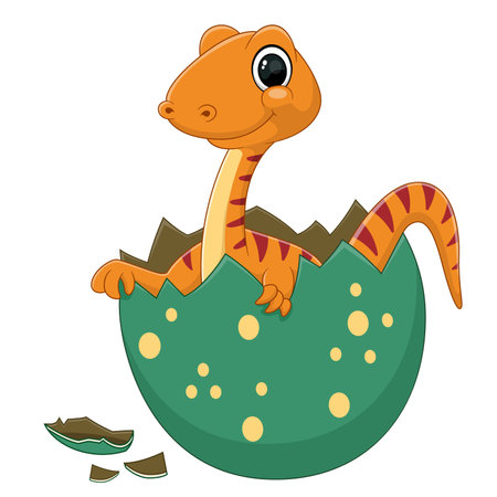Cartoon baby euskelosaurus dinosaur hatching from egg of illustrationのイラスト素材