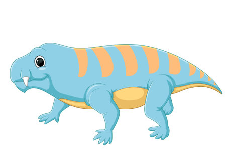 Cartoon diycnodont dinosaur on white background of illustrationのイラスト素材