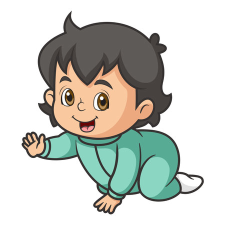 cute little baby girl crawling of illustrationのイラスト素材