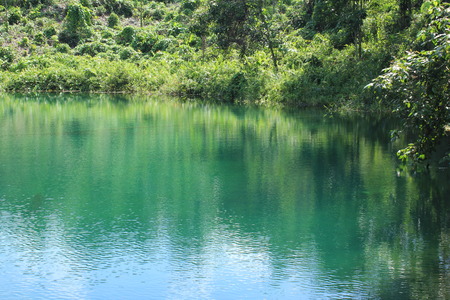 The Hidden panorama in the beauty nature with blue waterの写真素材
