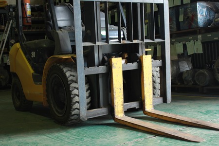 Forklift in the room of ware houseの写真素材
