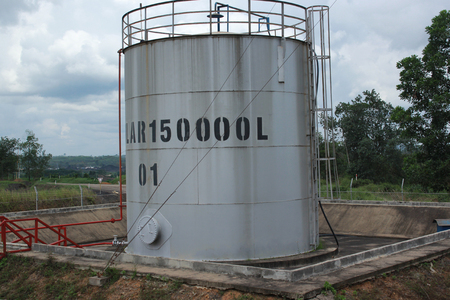 Large capacity white tanks for diesel fuelの写真素材