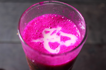 Dragon fruit juice add with a little milkの写真素材