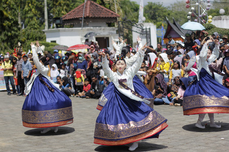 Tenggarong, July 2017 Korean woman dancers participed in erau International folk art festival in tenggarong.のeditorial素材