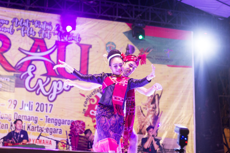 Tenggarong, July 2017 Thailand couples dancers join in erau International folk art festival in tenggarong.のeditorial素材
