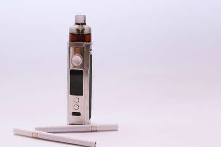 the concept of vape and cigarettes with negative spaceの写真素材