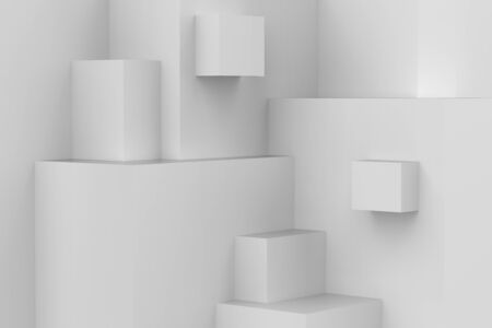 Abstract geometric cubes block texture background. 3D rendering illustration.の写真素材