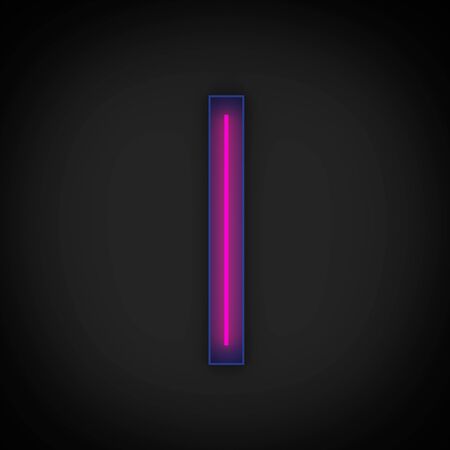 3d rendering, neon red capital letter I lighted up, inside blue letter, On the black background.の写真素材