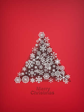 3d render. Christmas tree made of paper snowflakes. 3d illustration.の写真素材
