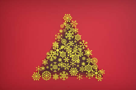 Christmas tree made of paper snowflakes. 3d illustration.の写真素材