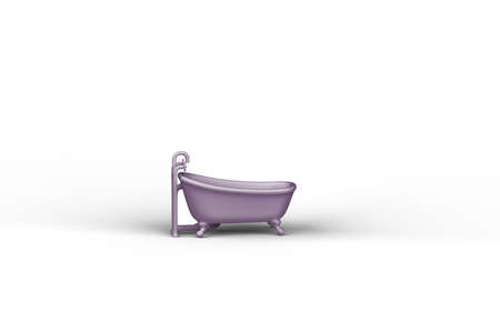 Purple sideboard. Shelf tv on white background. minimal concept idea. monochrome. 3d render.の写真素材