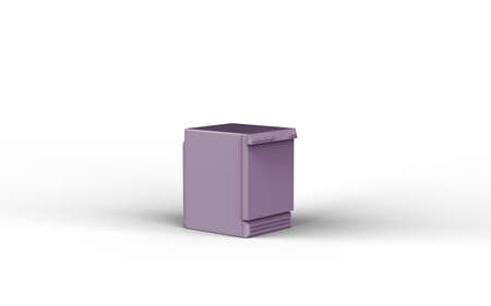 Purple sideboard. Shelf tv on white background. minimal concept idea. monochrome. 3d render.の写真素材
