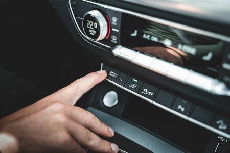 drive select button on hybrid carの写真素材