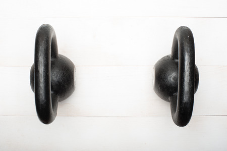 Pair of kettlebells on white background