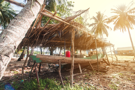 Boatbuilding at Tanjung Kunyit Island, Kotabaru Indonesiaの写真素材