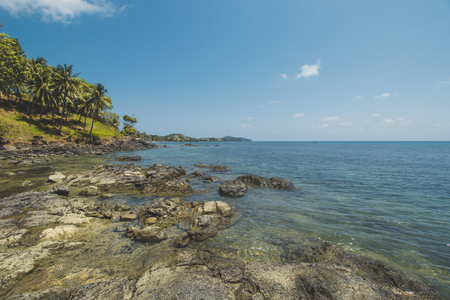 Granite Rock, Clear Sea Water and Tropical Beach Landscapeの写真素材