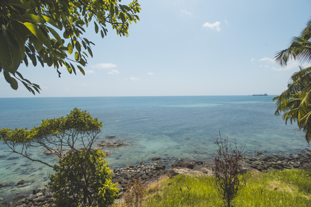 Granite Rock, Clear Sea Water and Tropical Beach Landscapeの写真素材