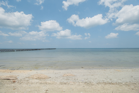 Clear Sea Water, White Sand, Cloudy Sky and Tropical Beachの写真素材