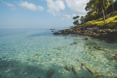 Granite Rock, Clear Sea Water and Tropical Beach Landscapeの写真素材