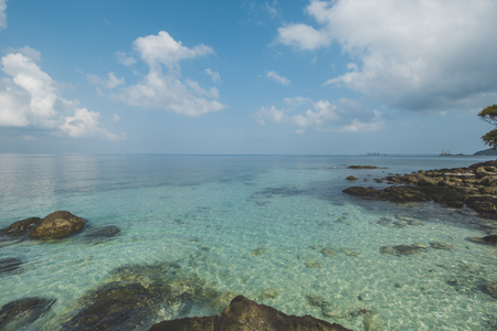 Granite Rock, Clear Sea Water and Tropical Beach Landscapeの写真素材