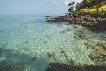 Clear Sea Water and Tropical Beach Landscapeの写真素材