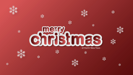 Merry Christmas, Winter Forest & Modern Paper Cut Styleのイラスト素材