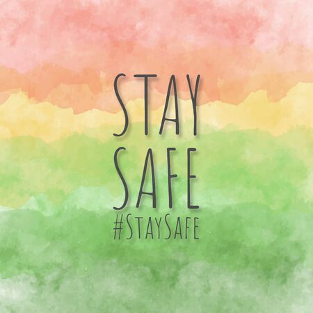 Background of Stay Safe or banner with a simple and minimalist modern design. This background is suitable for the promotion of fashion both online and offline or for posting on social media.のイラスト素材