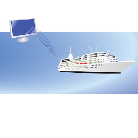 Template with ship and computerのイラスト素材